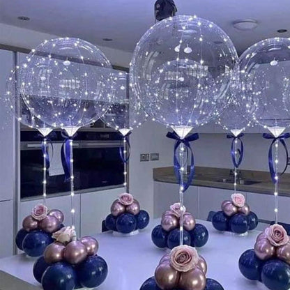 Elegant Light Up Bobo Balloon Centerpiece / Romantic LED Wedding Table Decor with Rose Balloon Base