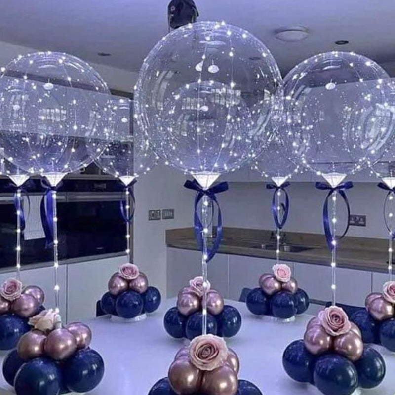 Elegant Light Up Bobo Balloon Centerpiece / Romantic LED Wedding Table Decor with Rose Balloon Base
