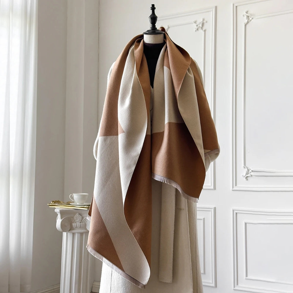 Two Tone Geometric Luxe Shawl Scarf