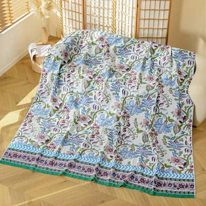 European Floral Reversible Blanket | 100% Cotton Blanket
