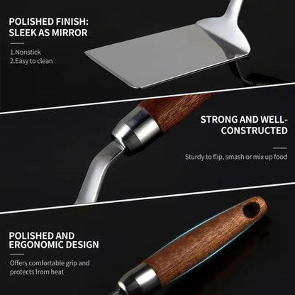 Stainless Steel Kitchen Spatula with Wooden Handle