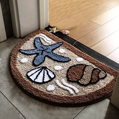 Fluffy Semicircle Non-Slip Bath Mat