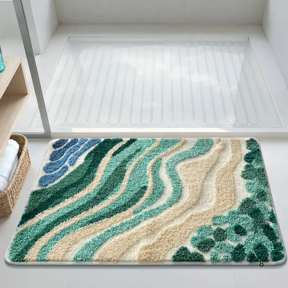 Ocean Wavy Pattern Bath Mat