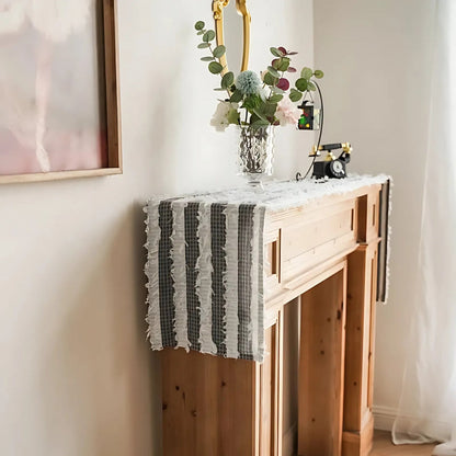 Frayed Fabric Strips Table Runner