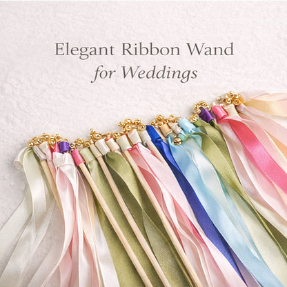Wedding Wands with Two Satin Ribbon and One Lace Ribbon, Handmade Party Wand Streamers
