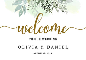 Modern Script Wedding Welcome Sign Template, Ceremony Sign Reception Sign Printable, Instant Download, Editable and Customizable - Lasercutwraps Shop