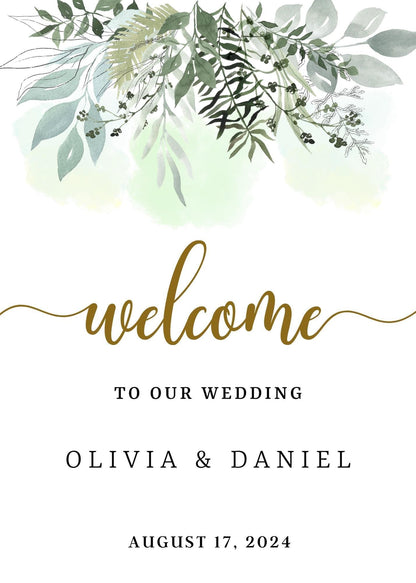 Modern Script Wedding Welcome Sign Template, Ceremony Sign Reception Sign Printable, Instant Download, Editable and Customizable - Lasercutwraps Shop