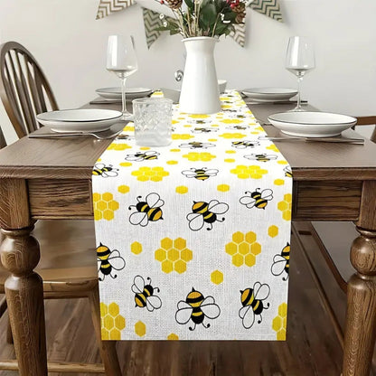 Honeycomb Buzz Linen Table Runner