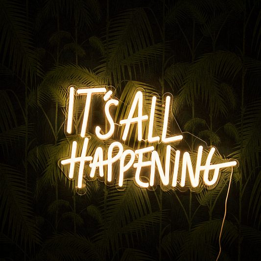 It’s All Happening Neon Sign LED Wall Decor for Party Room Bar Bedroom