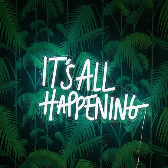 It’s All Happening Neon Sign LED Wall Decor for Party Room Bar Bedroom