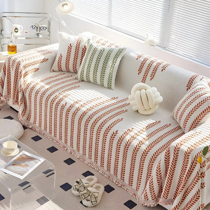 Leaf Fringed Lace Sofa Cover