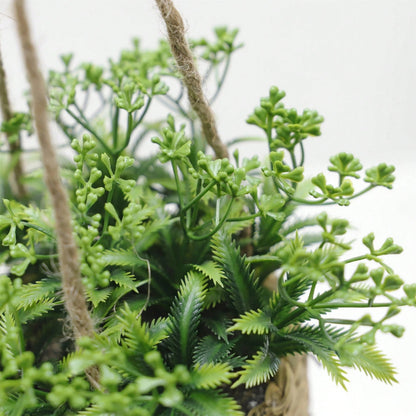 Leafara Hanging Artificial Plant In Woven Basket Pot
