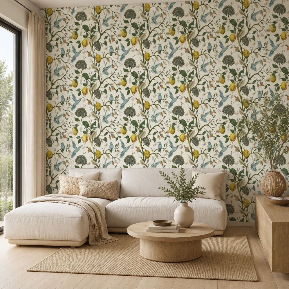 Lemon Bluebird PVC Adhesive Wallpaper