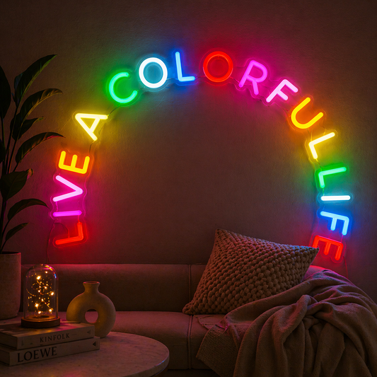 Live A Colorful Life Rainbow Neon Sign LED Wall Decor for Bedroom Living Room
