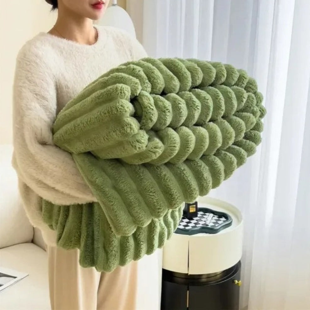 Plush Stripped Throw Blanket