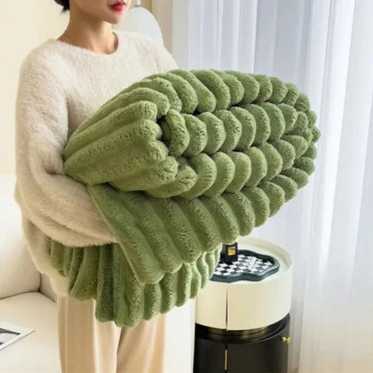 Plush Stripped Throw Blanket