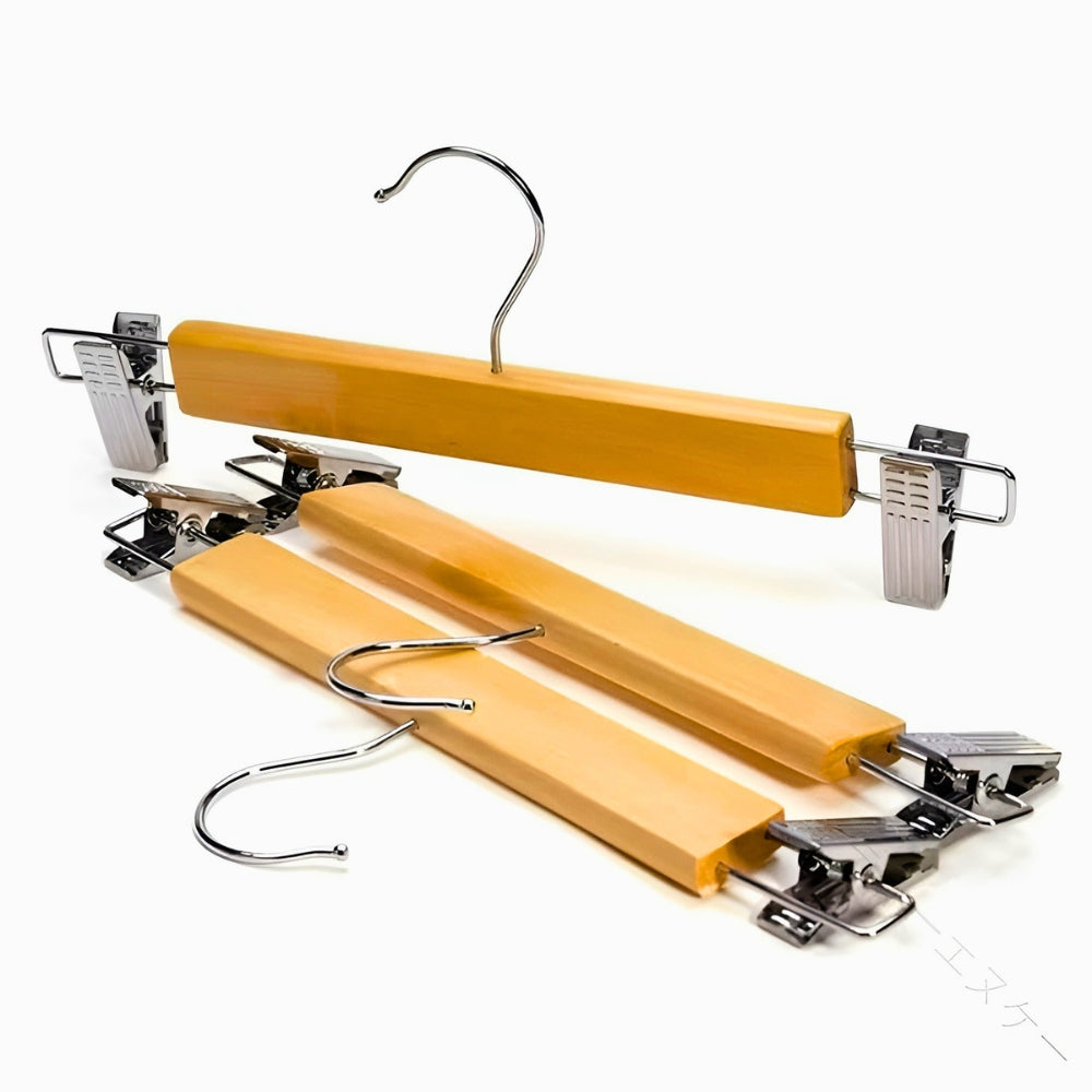 Maxwell Premium Wood Pants Hangers with Clips | 10pcs Set
