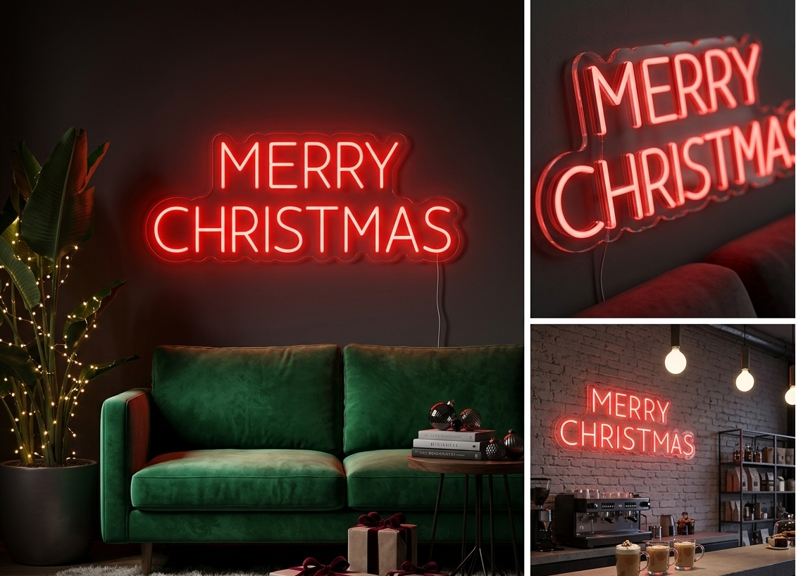 Merry Christmas Neon Sign LED Light Holiday Wall Decor for Living Room Party Bedroom