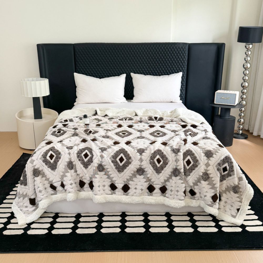 Zyra Double Layer Geometric Throw Blanket