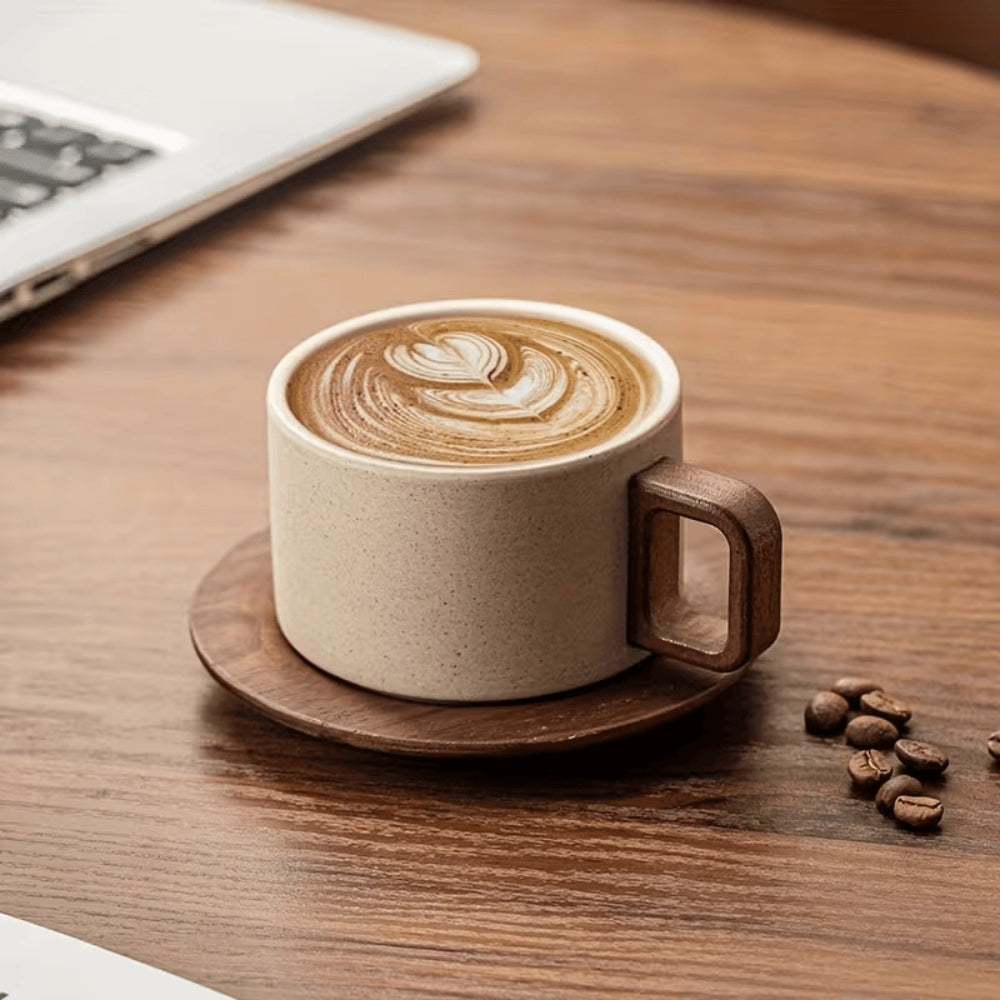Modernist Ceramic Wooden Pallet Mug