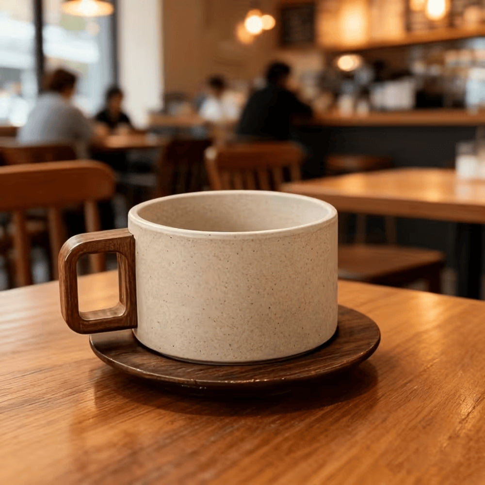 Modernist Ceramic Wooden Pallet Mug
