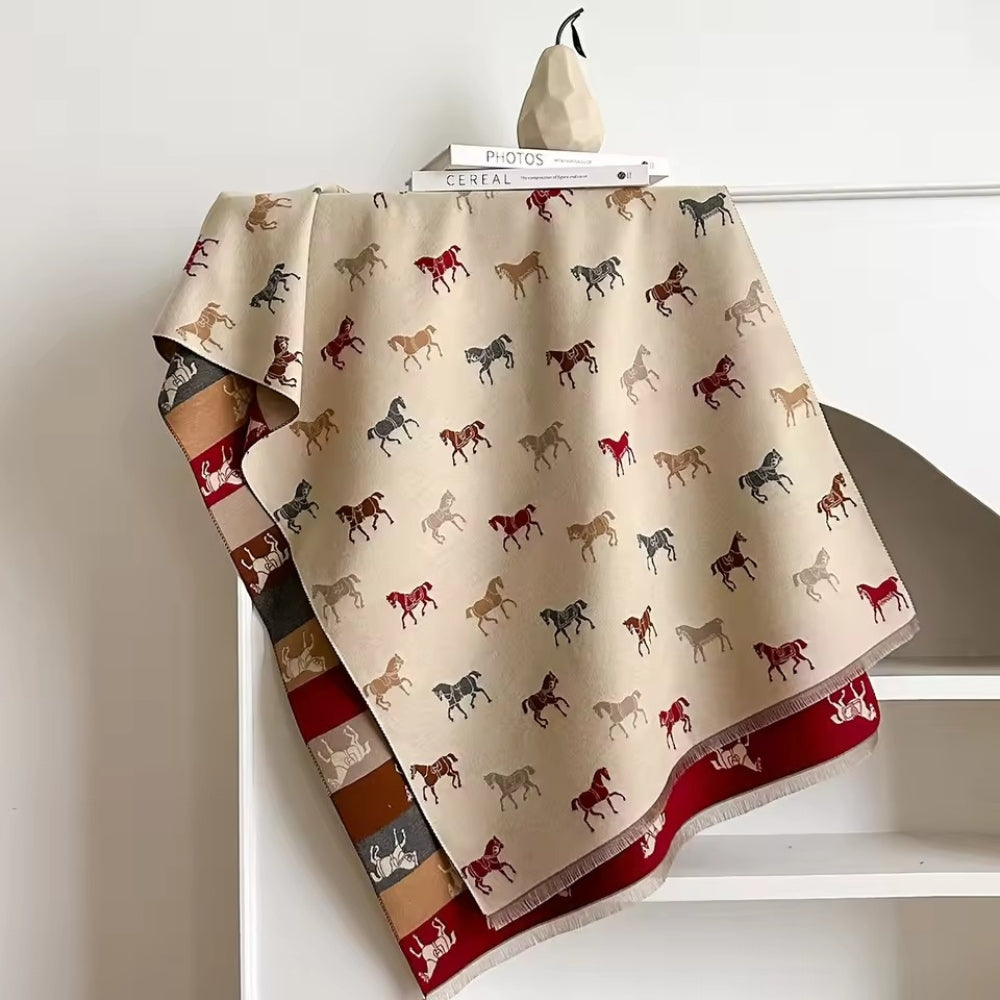 Noble Charm Horse Print Shawl Scarf