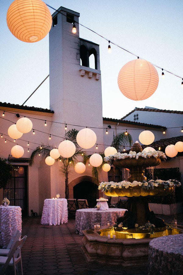 12pcs Paper Lanterns Lights White Hanging Paper Lanterns with Lights f ...