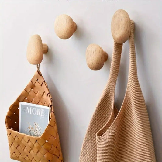 Pebble Shape Wood Clothes Hook