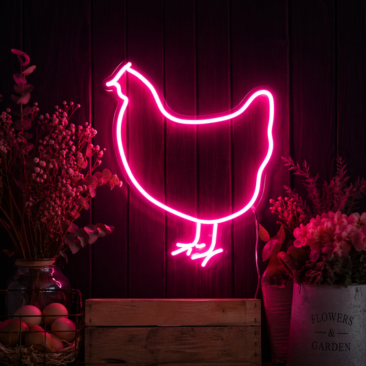 Chicken Neon Sign LED Wall Decor Farmhouse Kitchen Room Light