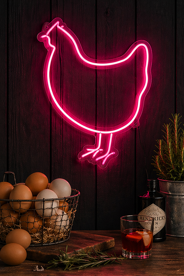 Chicken Neon Sign LED Wall Decor Farmhouse Kitchen Room Light