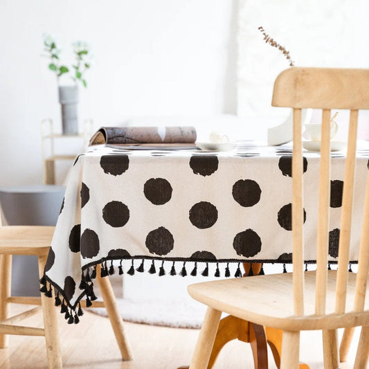 Polka Charm Tassel Table Cloth