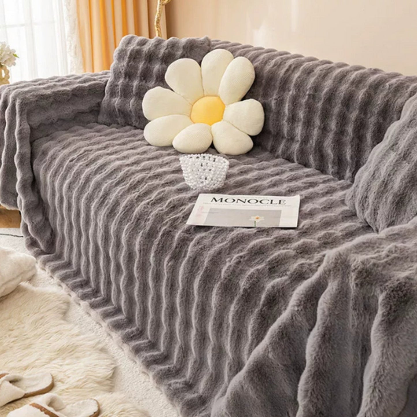 Rabbit Faux Fur Blanket Soft Sofa Cover