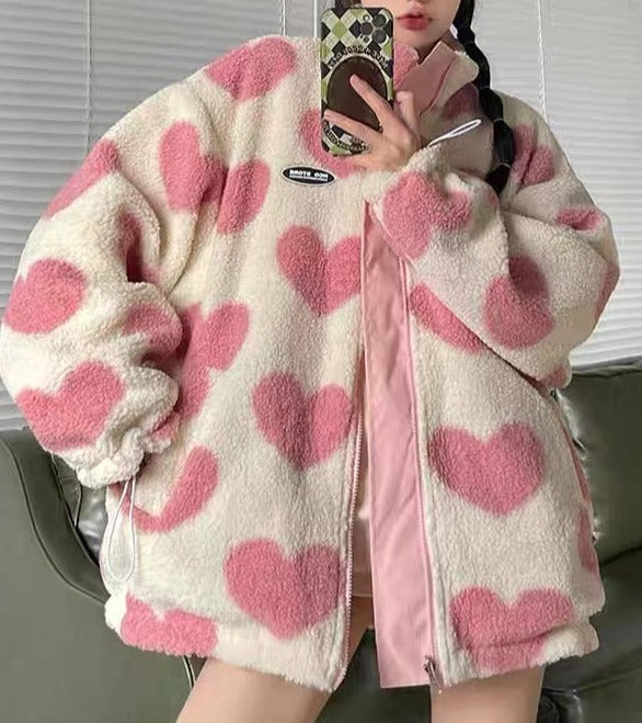 Fluffy Heart Double Sided Jacket