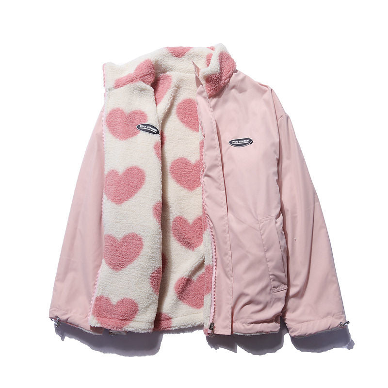 Fluffy Heart Double Sided Jacket