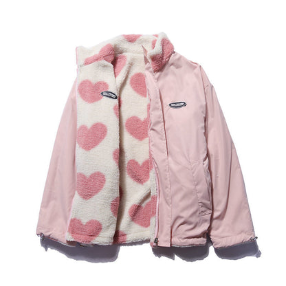 Fluffy Heart Double Sided Jacket