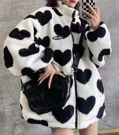 Fluffy Heart Double Sided Jacket
