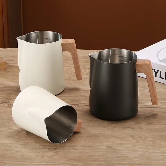 Scandinavian Wood Handle Stainless Milk Pitcher