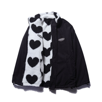 Fluffy Heart Double Sided Jacket