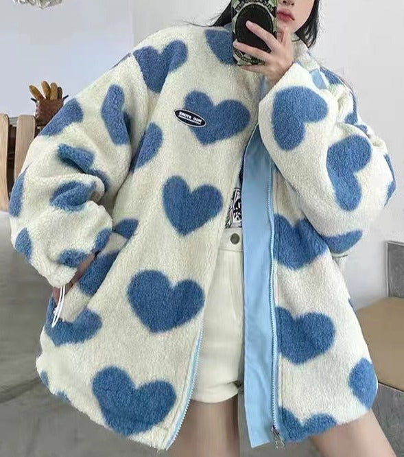 Fluffy Heart Double Sided Jacket