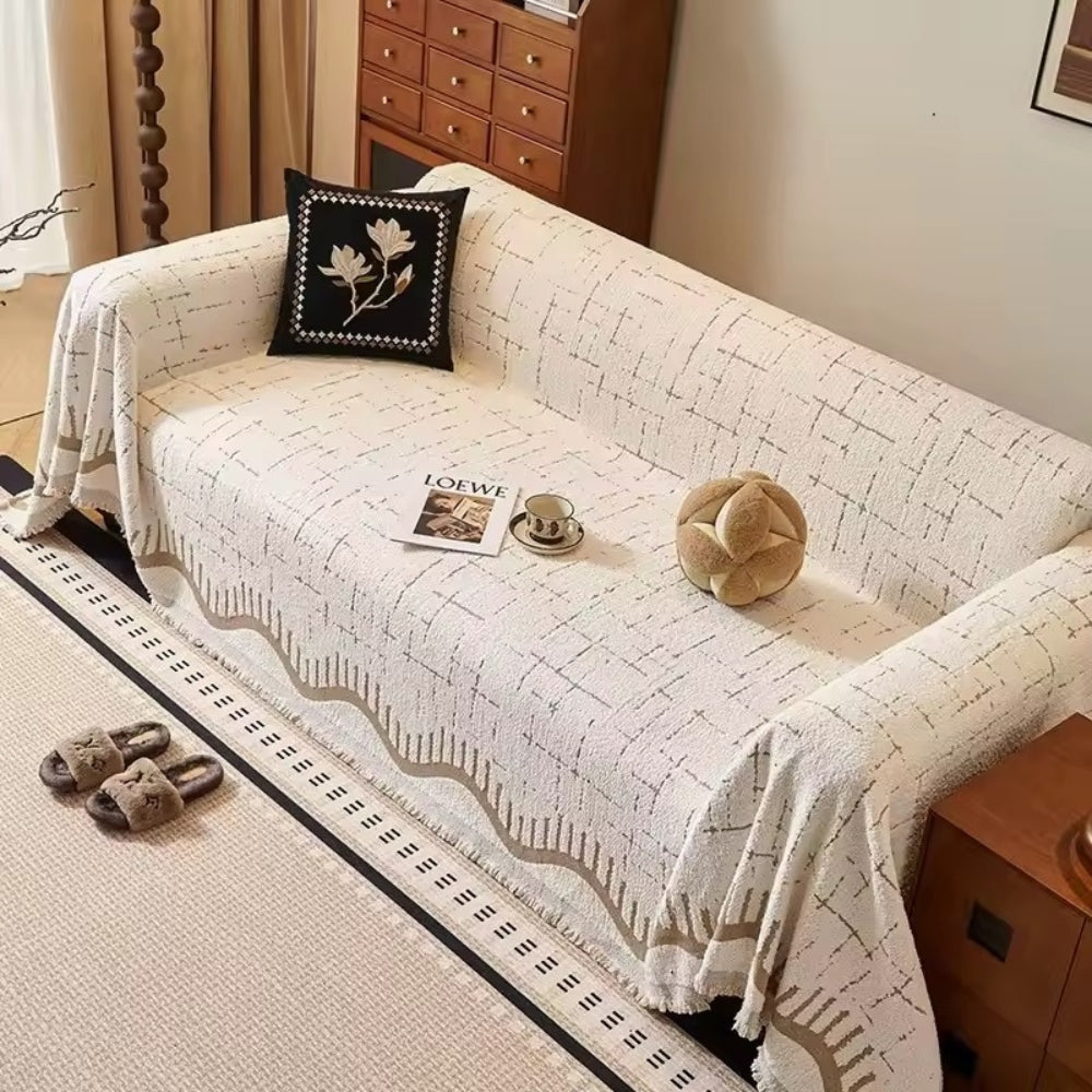 Serene Horizon Lines Sofa Cover