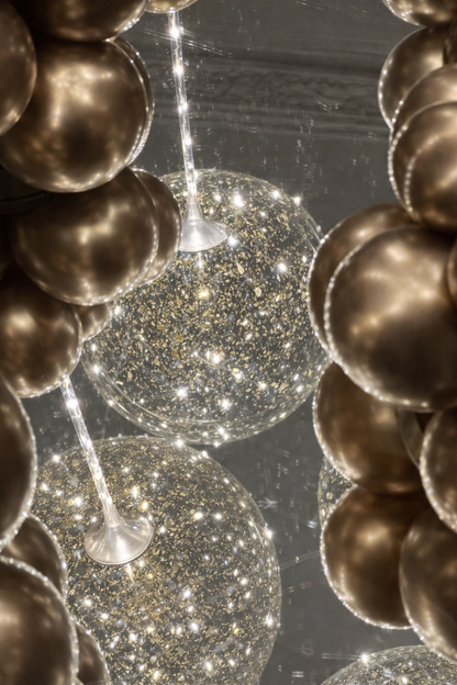 Sparkling Gold Flaked Light Up Balloons Set / Luxury Standing LED Balloon Centerpieces Decor