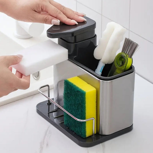 Stainless Steel Dish Soap Dispenser & Utensil Rack