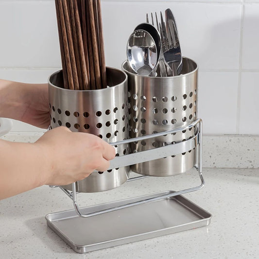 Stainless Steel Utensil Holder with Hole
