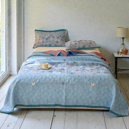 Turquoise Floral Glam Cotton Gauze Blanket