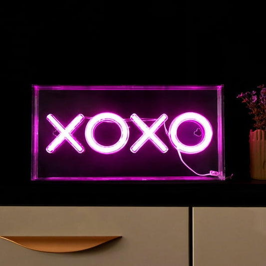 XOXO Neon Sign Light – Pink LED Neon Light for Bedroom, Desk & Romantic Room Decor