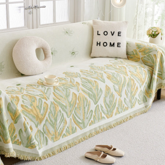 Verdure Leaf Pattern Chenille Sofa Cover