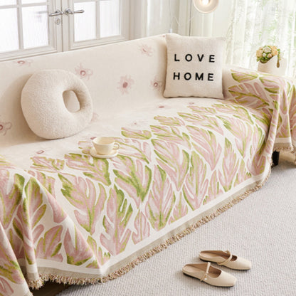 Verdure Leaf Pattern Chenille Sofa Cover