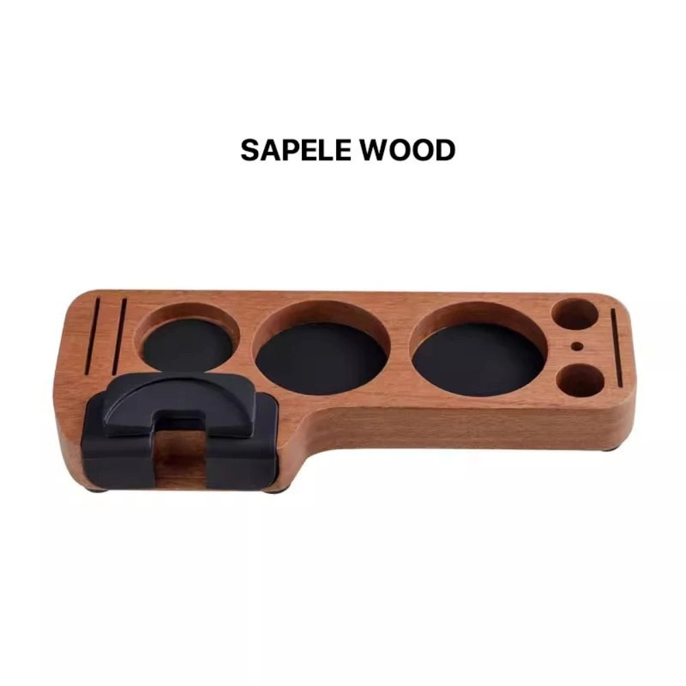Walnut Espresso Tamper Station Coffee Bar Stand