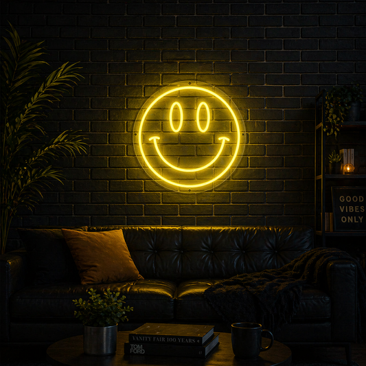 Yellow Smiley Neon Sign Aesthetic Room Decor LED Wall Light