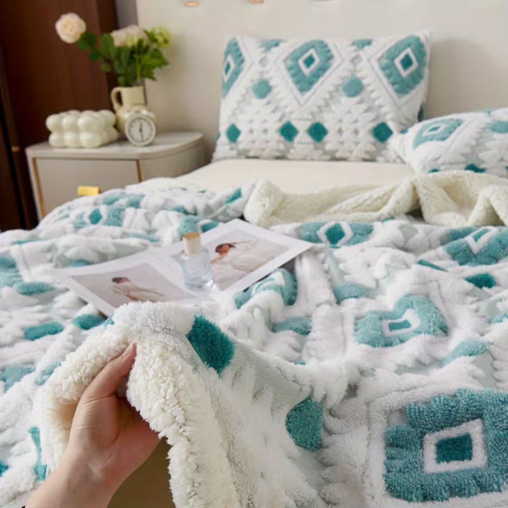 Zyra Double Layer Geometric Throw Blanket